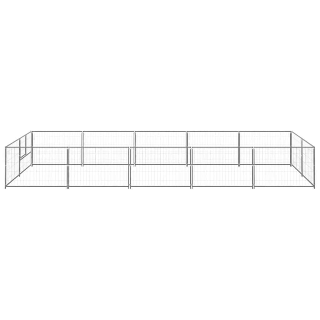vidaXL Koterec pre psy strieborný 10 m² oceľ