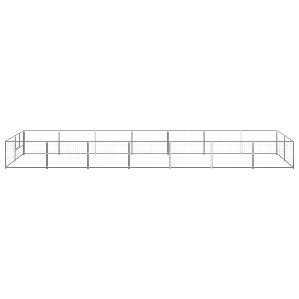 vidaXL Hondenkennel 14 m² staal zilverkleurig afbeelding