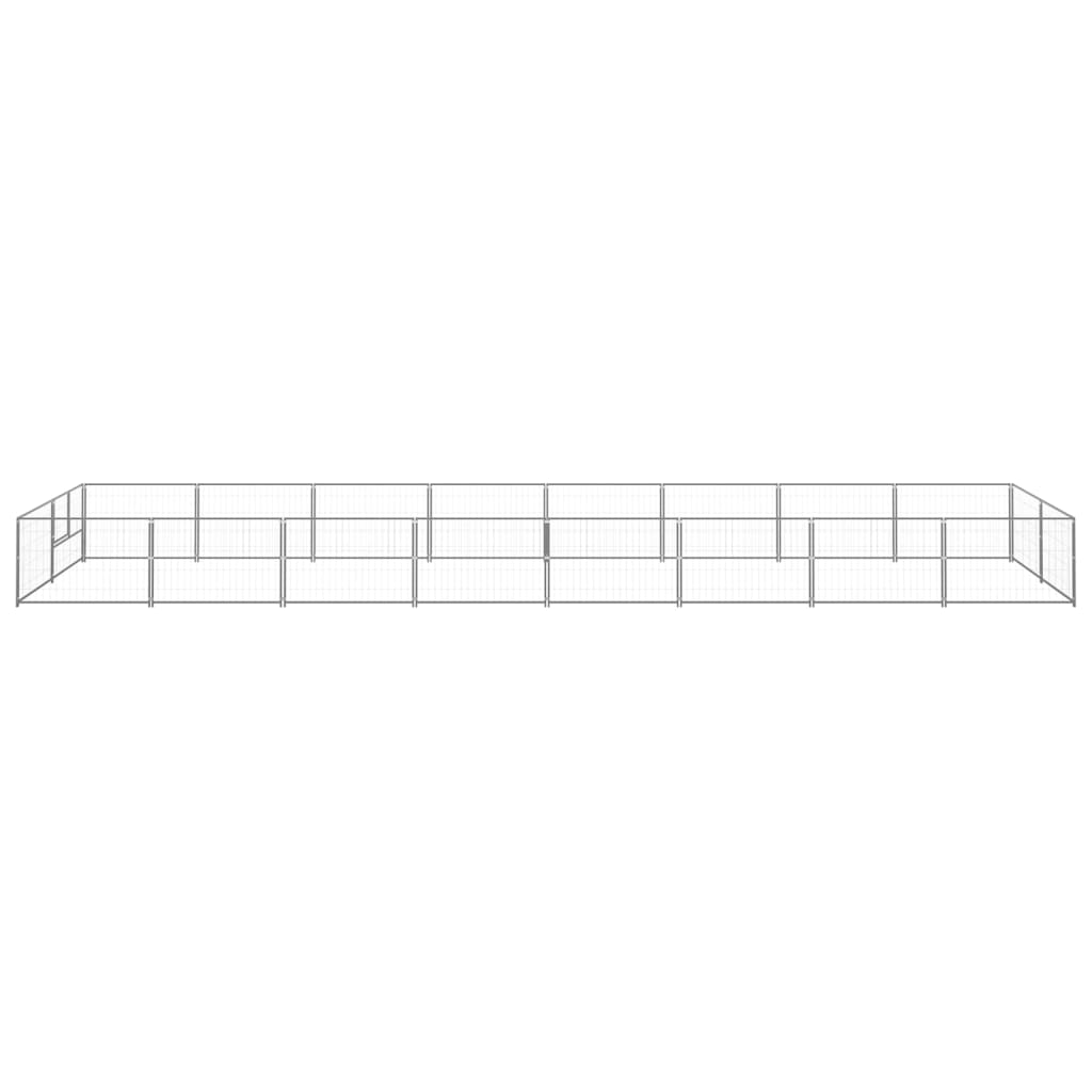 vidaXL Hondenkennel 16 m² staal zilverkleurig afbeelding