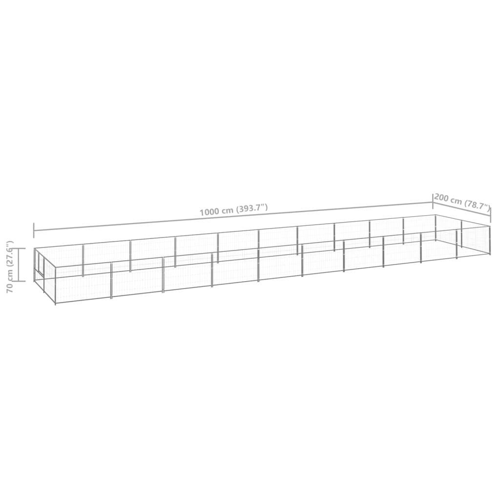 ezüstszínű acél kutyakennel 20 m²