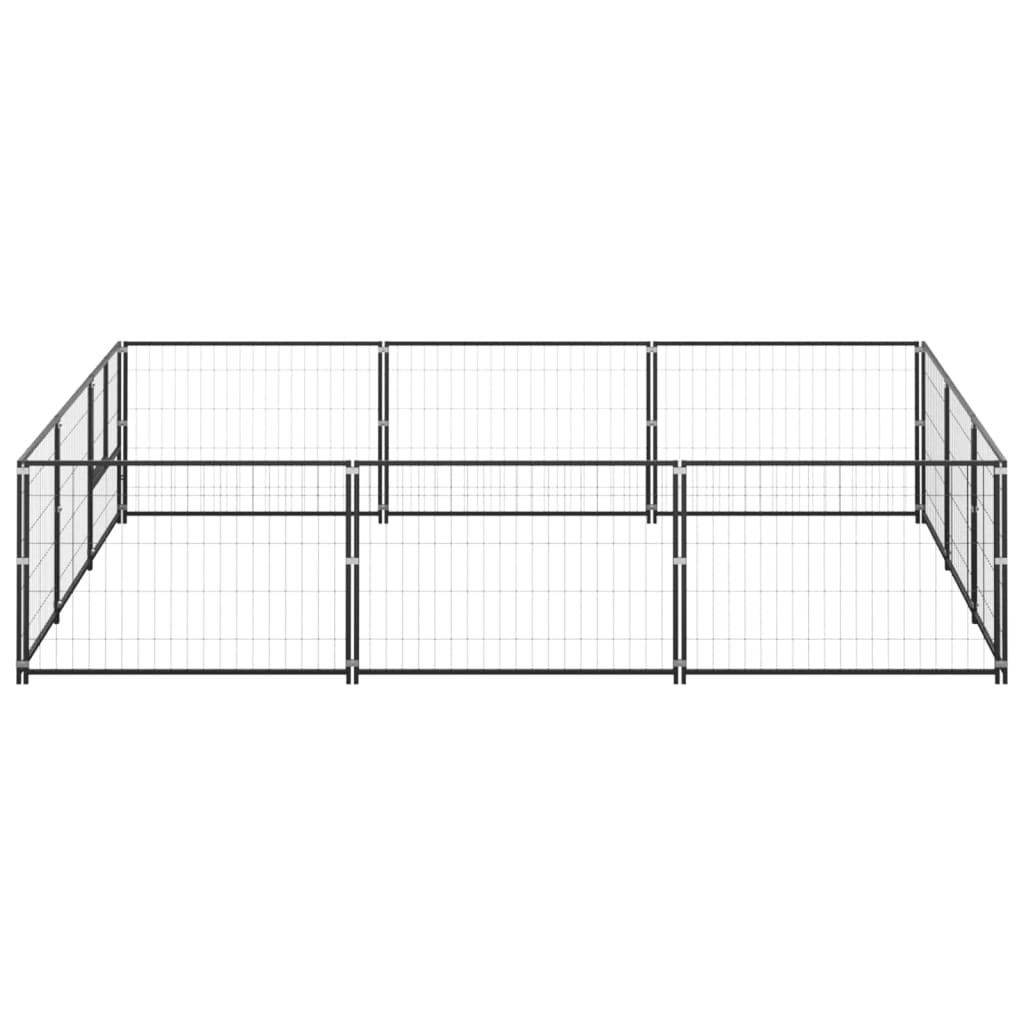 vidaXL Hondenkennel 9 m² staal zwart afbeelding
