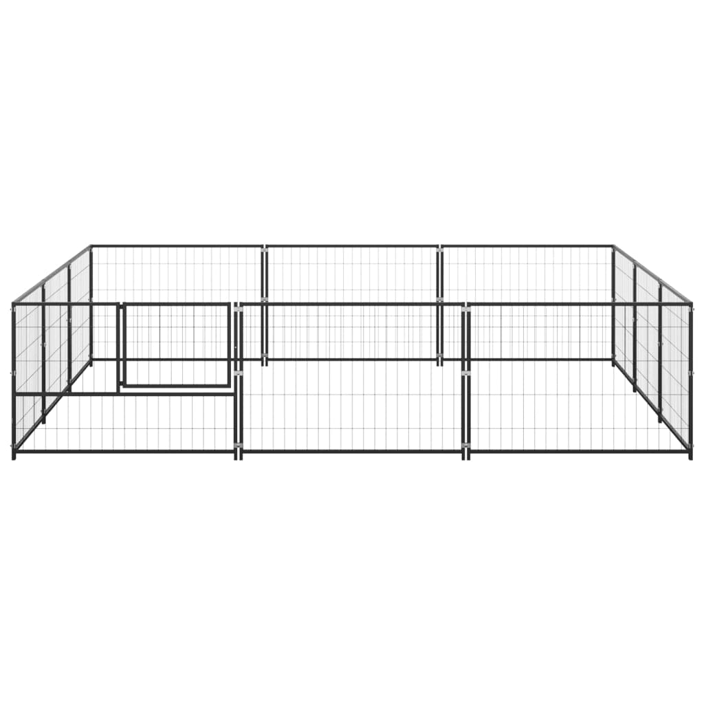 Chenil d'extérieur en acier noir pour chien - Panneaux à mailles - 300 x 300 x 70 cm - 9 m²