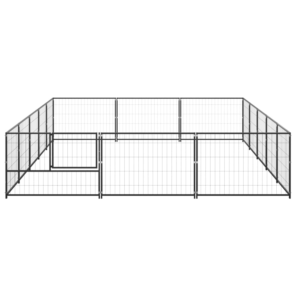 Chenil d'extérieur en acier noir pour chien - Panneaux à mailles - 500 x 300 x 70 cm - 20 m²