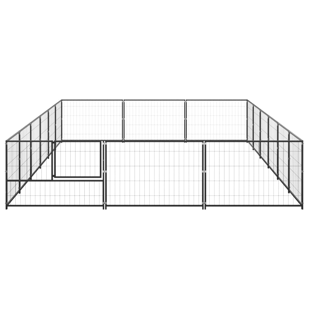 Chenil d'extérieur en acier noir pour chien - Panneaux à mailles - 600 x 300 x 70 cm - 20m²