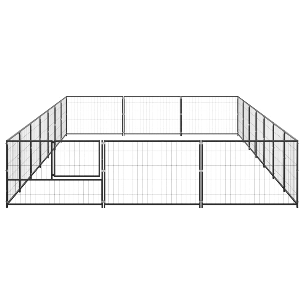 Chenil d'extérieur en acier noir pour chien - Panneaux à mailles - 700 x 300 x 70 cm - 20 m²