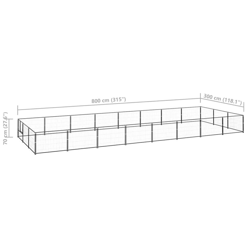 fekete acél kutyakennel 24 m²