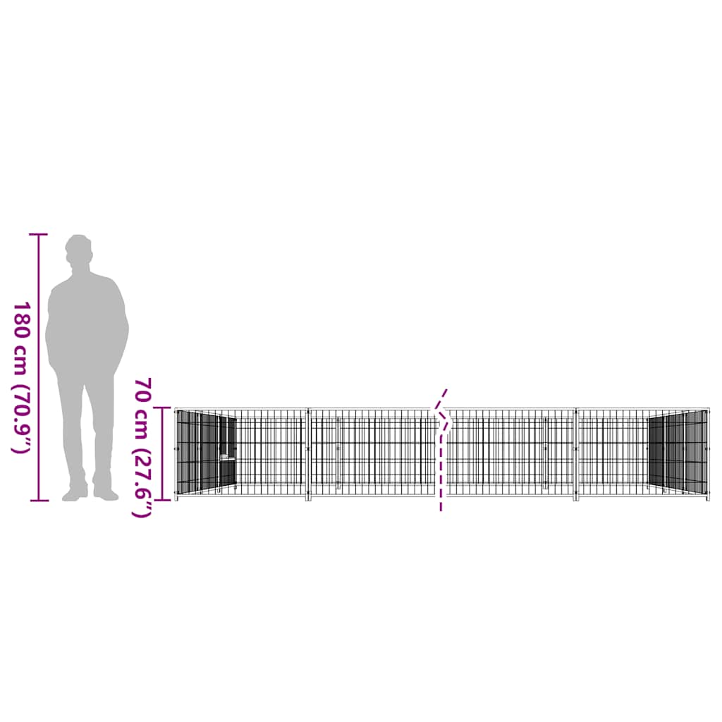 suņu voljērs, melns, 27 m², tērauds