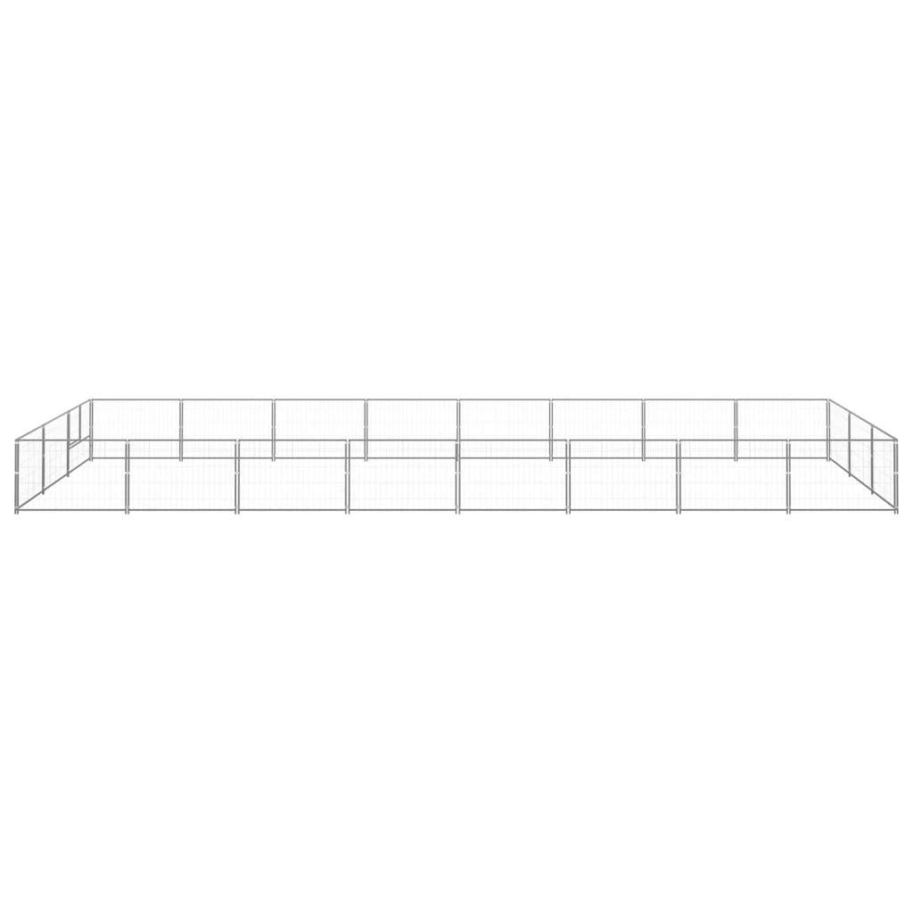 vidaXL Hondenkennel 24 m² staal zilverkleurig afbeelding
