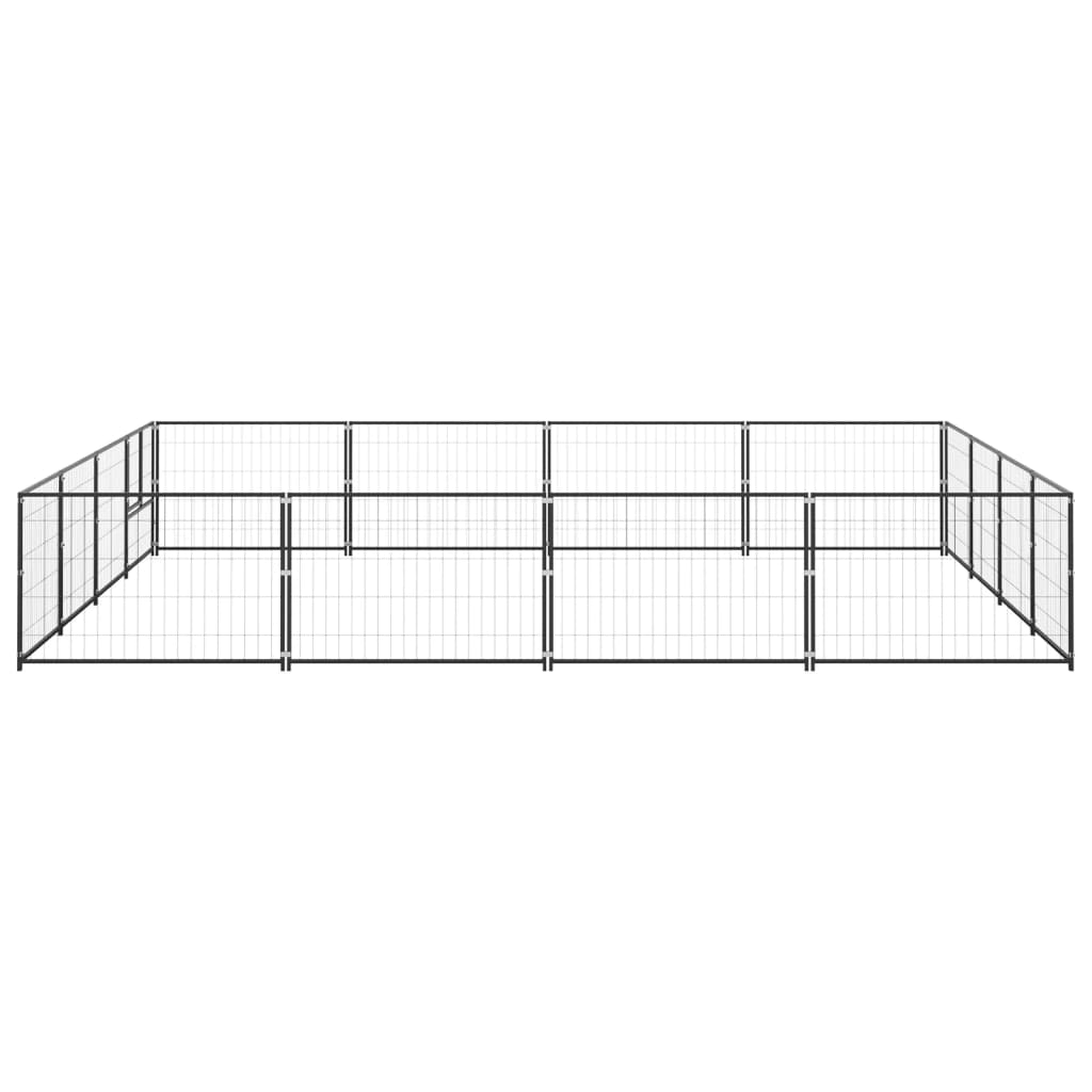vidaXL Hondenkennel 16 m² staal zwart afbeelding