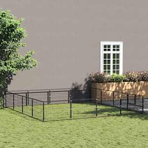 Pasji boks črn 16 m² jeklo