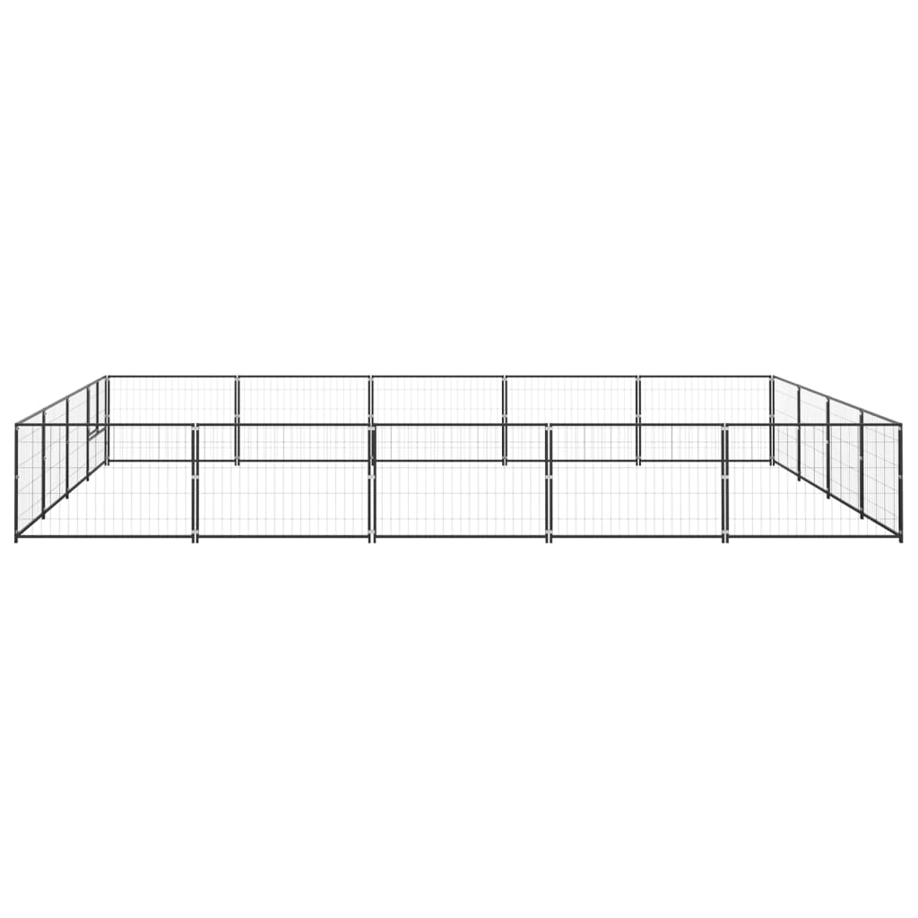 vidaXL Hondenkennel 20 m² staal zwart afbeelding