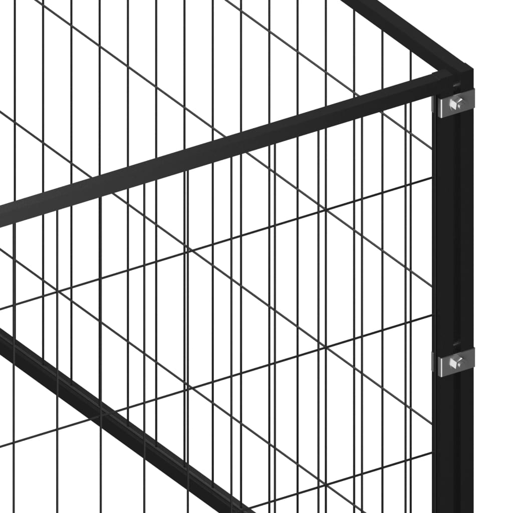 Chenil d'extérieur en acier noir pour chien - Panneaux à mailles - 600 x 400 x 70 cm - 30 m²