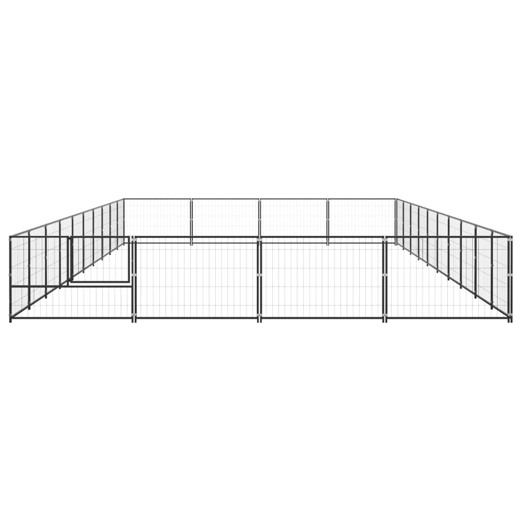 Chenil d'extérieur en acier noir pour chien - Panneaux à mailles - 1000 x 400 x 70 cm - 40 m²