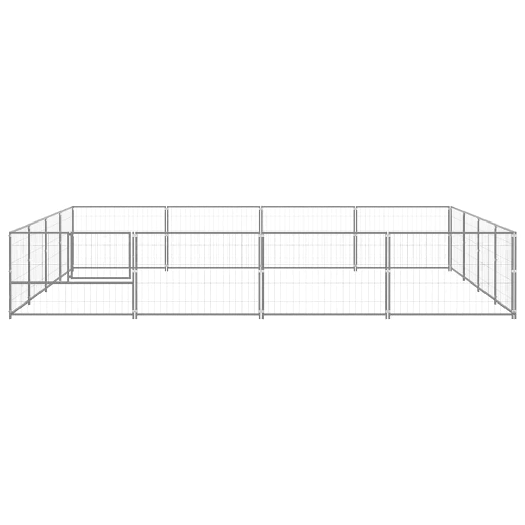 Chenil d'extérieur en acier galvanisé pour chien - Panneaux à mailles - 400 x 400 x 70 cm - 30 m²