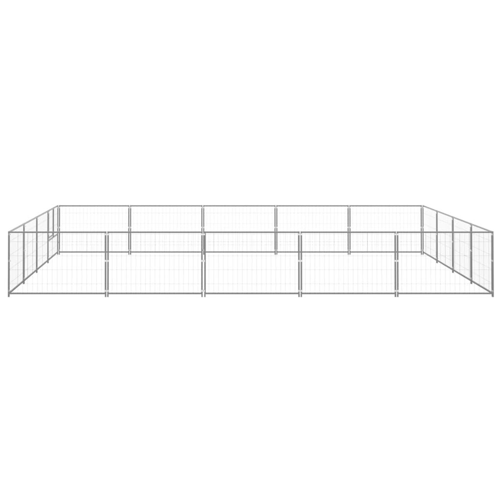 vidaXL Koiranhäkki hopea 20 m² teräs