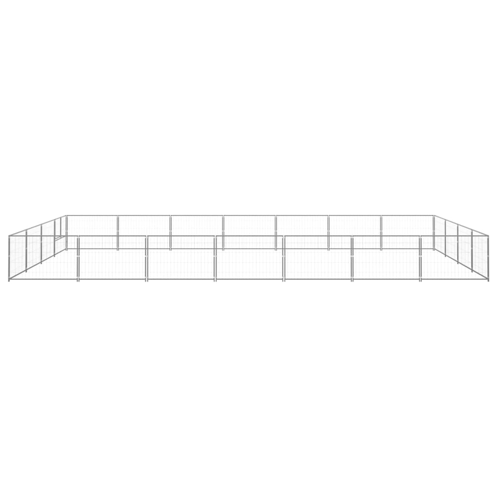 vidaXL Hondenkennel 28 m² staal zilverkleurig afbeelding