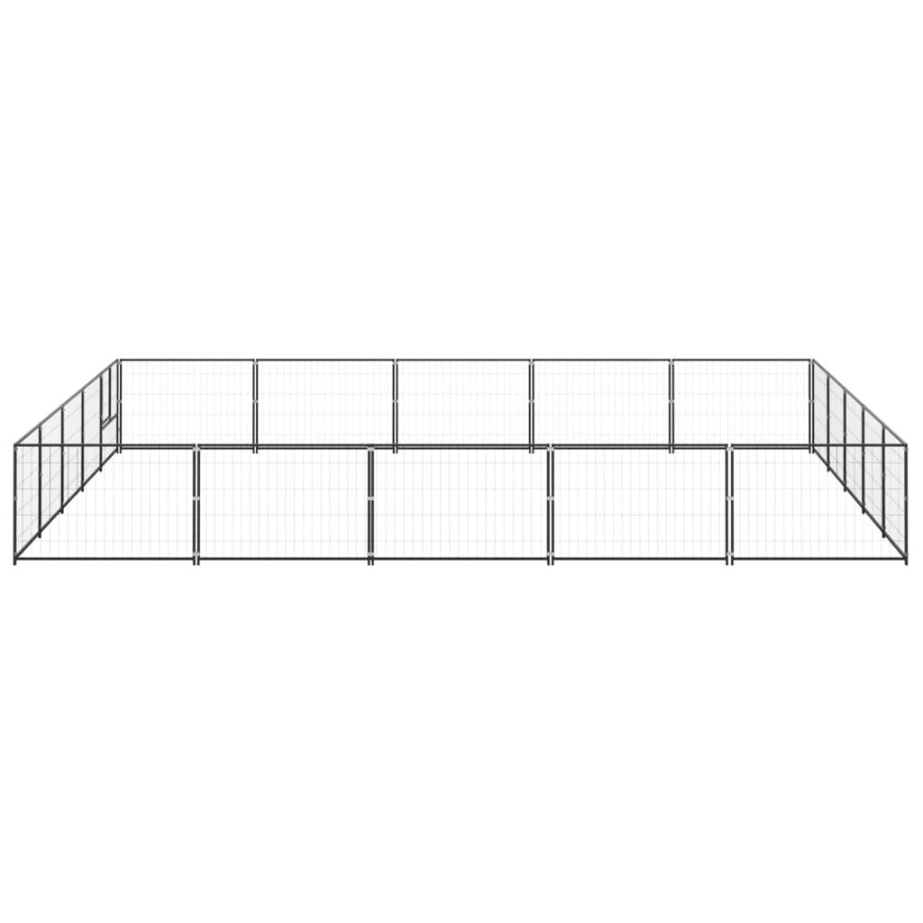 vidaXL Hondenkennel 25 m² staal zwart afbeelding