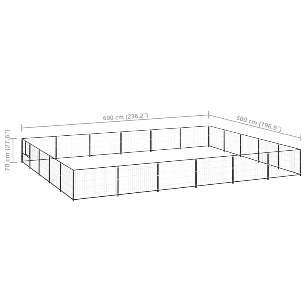 fekete acél kutyakennel 30 m²