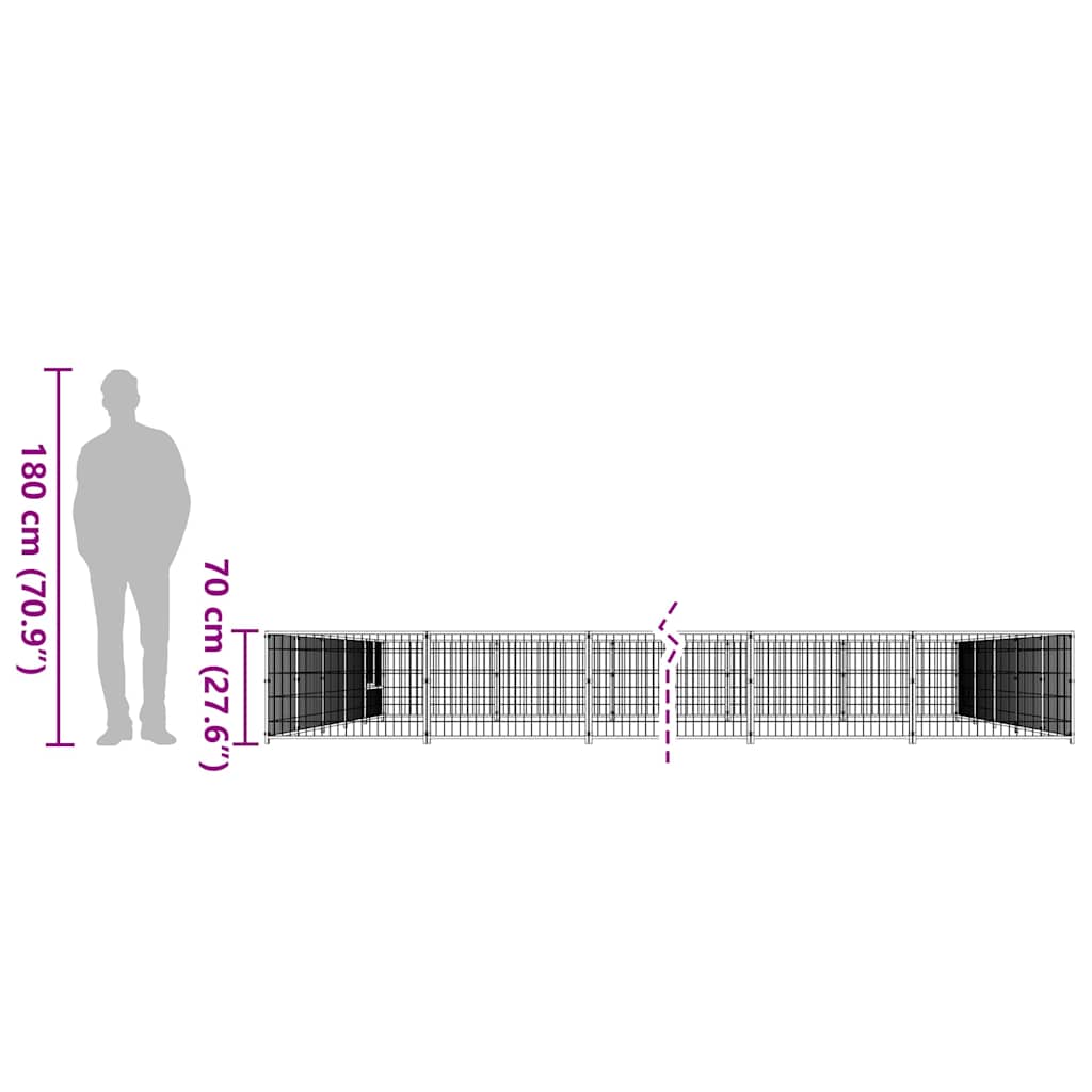 suņu voljērs, melns, 35 m², tērauds