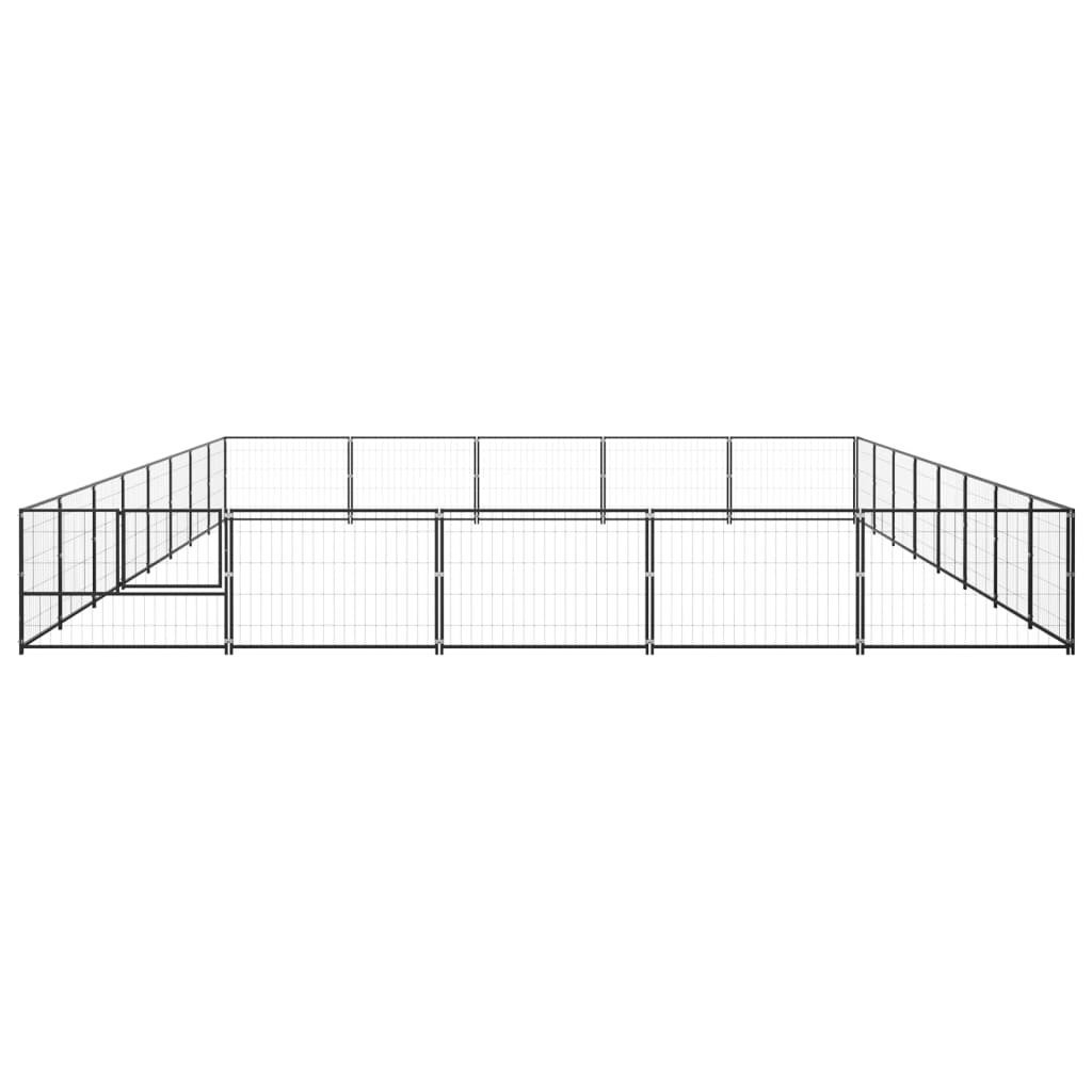 Chenil d'extérieur en acier noir pour chien - Panneaux à mailles - 800 x 500 x 70 cm - 40 m²