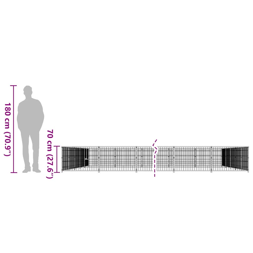 suņu voljērs, melns, 40 m², tērauds