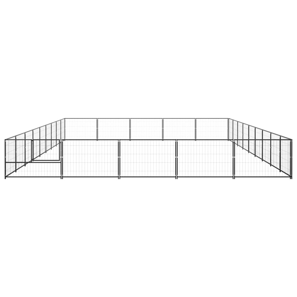 Chenil d'extérieur en acier noir pour chien - Panneaux à mailles - 900 x 500 x 70 cm - 45 m²