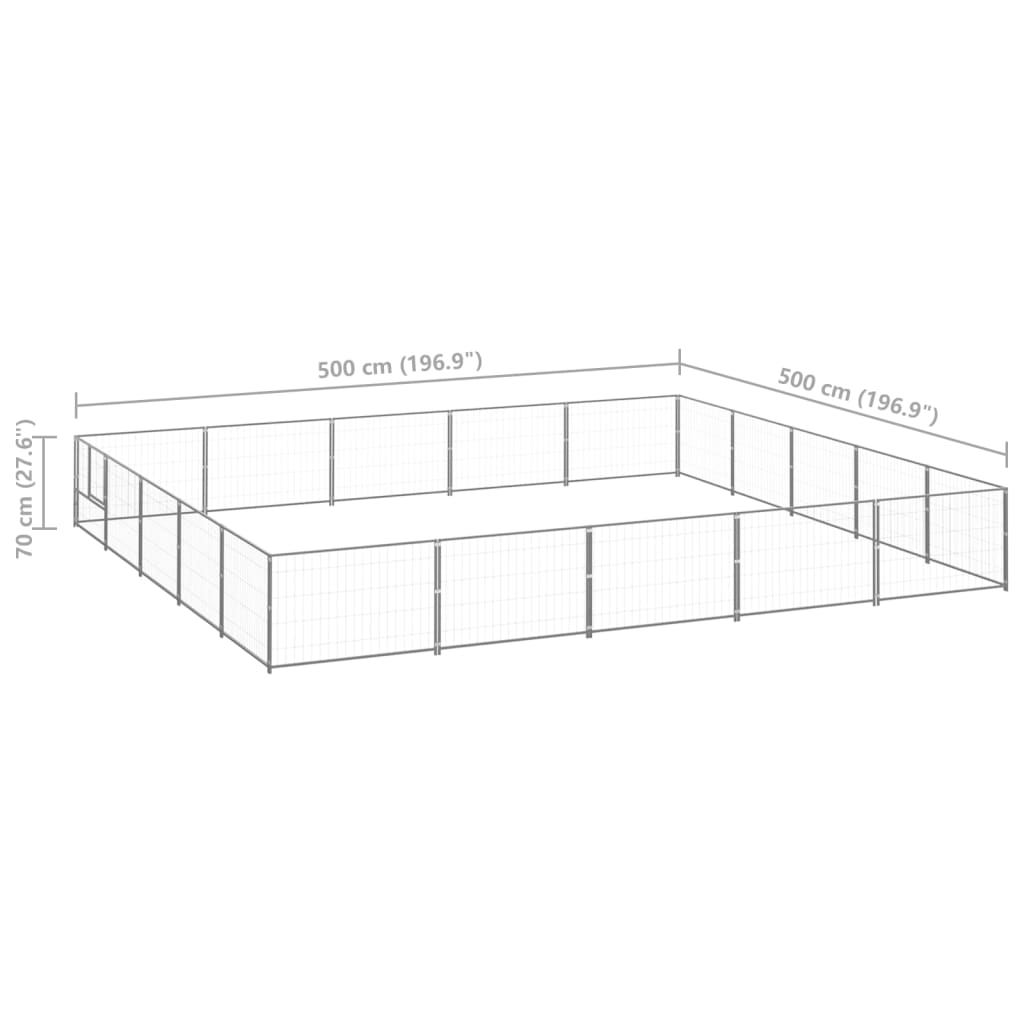 ezüstszínű acél kutyakennel 25 m²