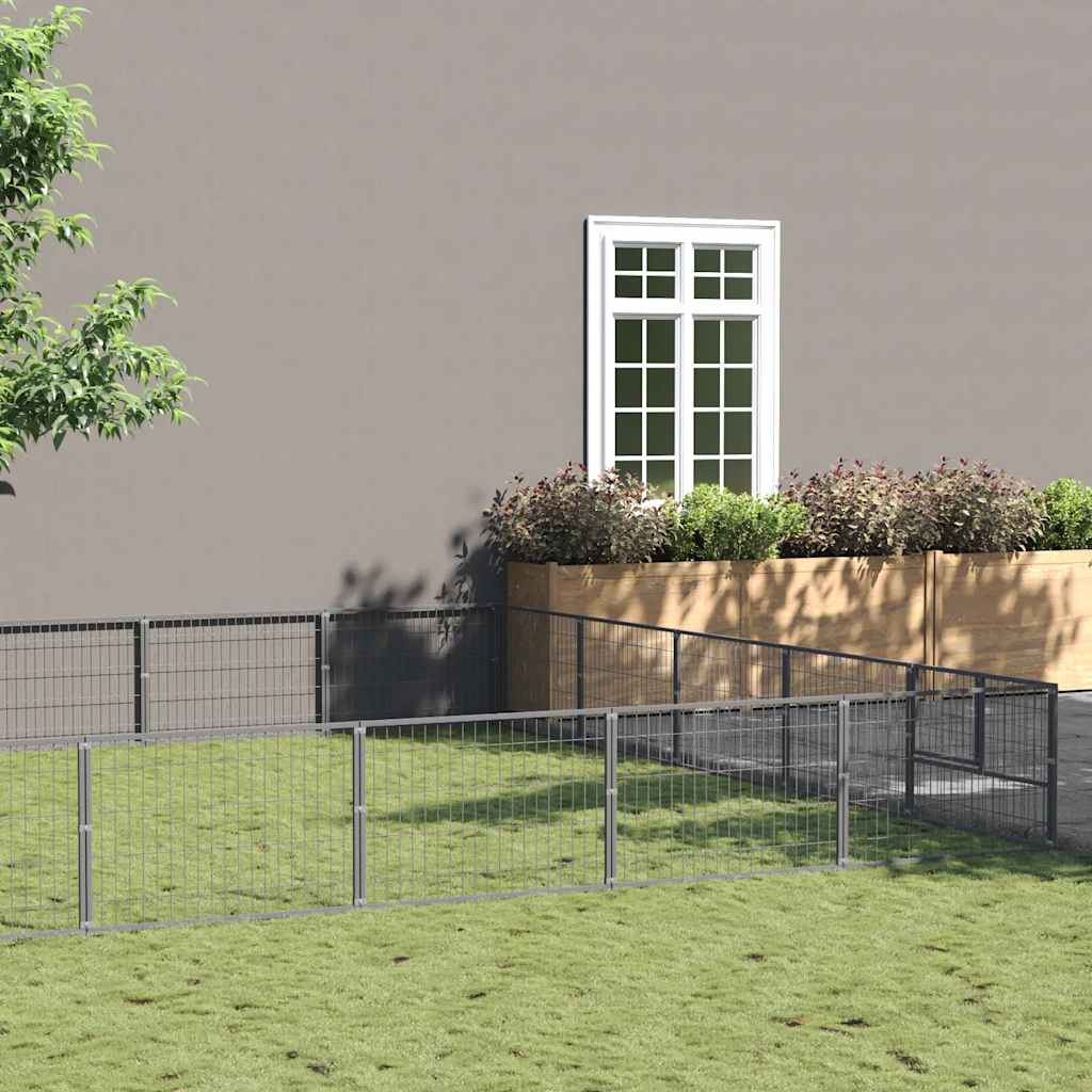 vidaXL Padoc pentru câini, argintiu, 35 m², oțel