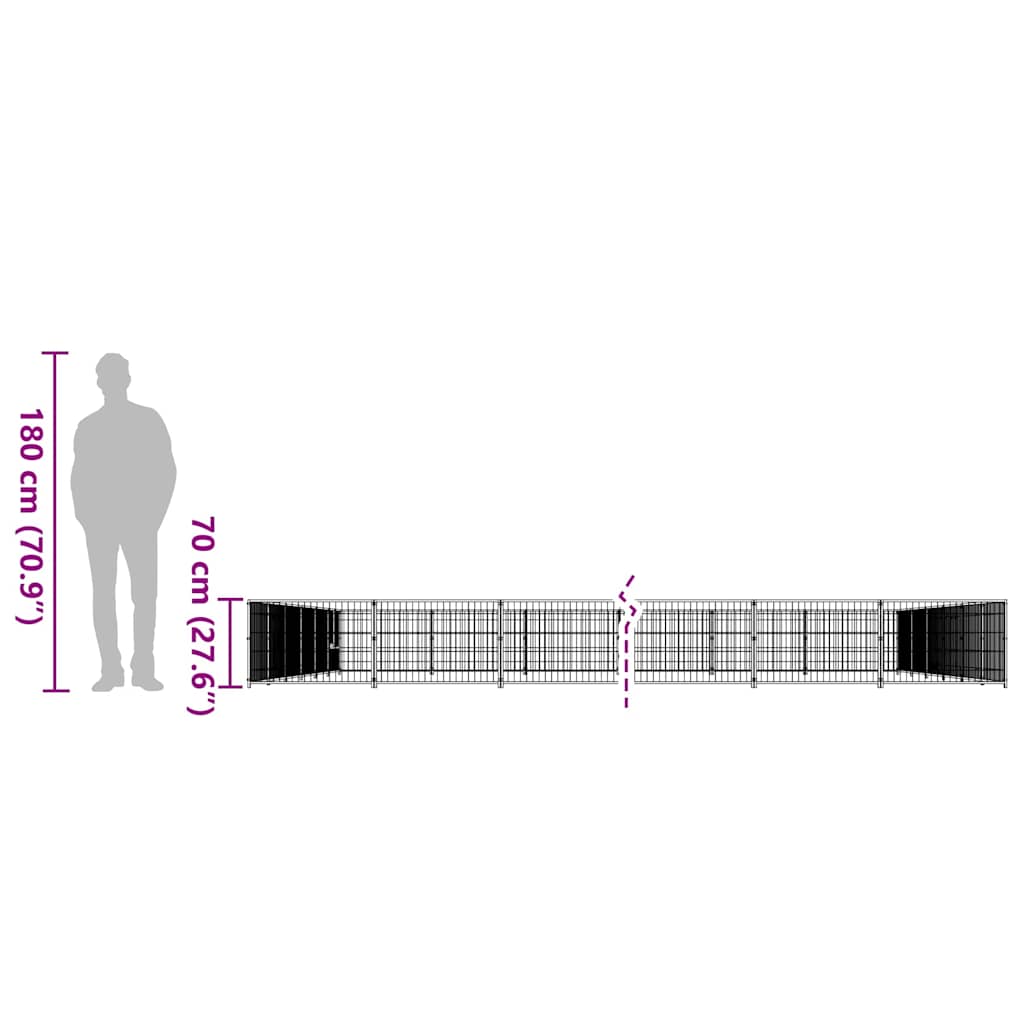 suņu voljērs, melns, 42 m², tērauds