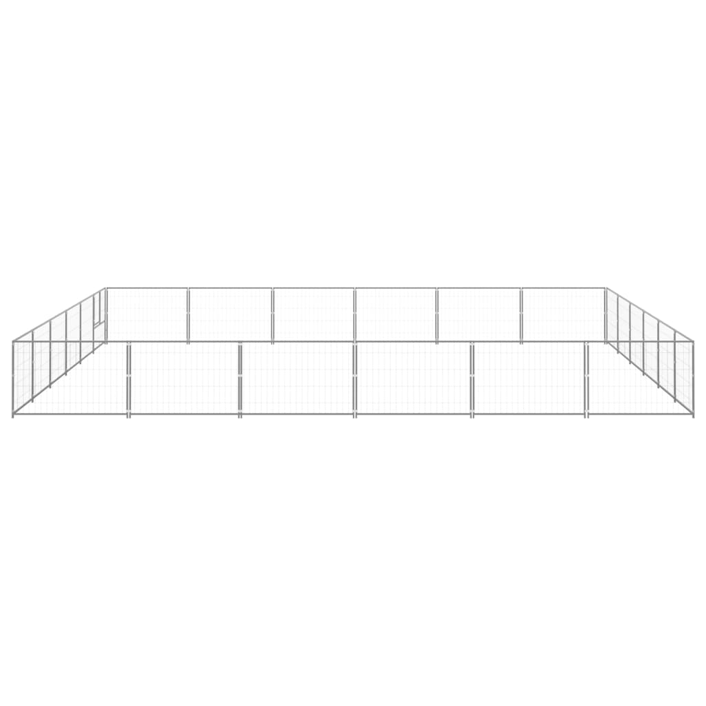 vidaXL Hondenkennel 36 m² staal zilverkleurig afbeelding