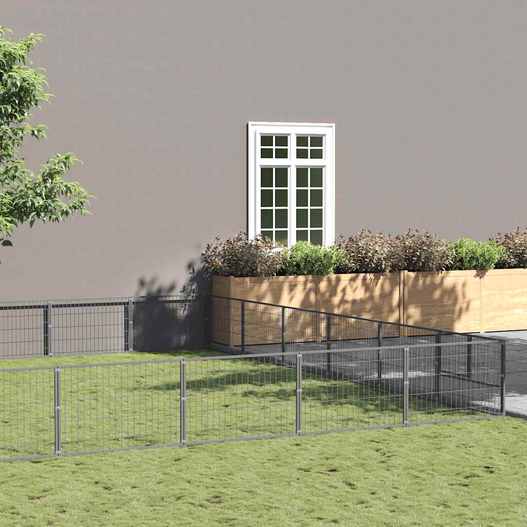 vidaXL Padoc pentru câini, argintiu, 60 m², oțel