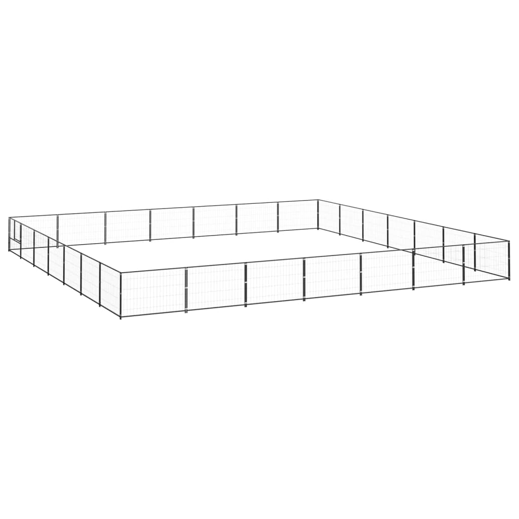 vidaXL Psí kotec černý 49 m² ocel