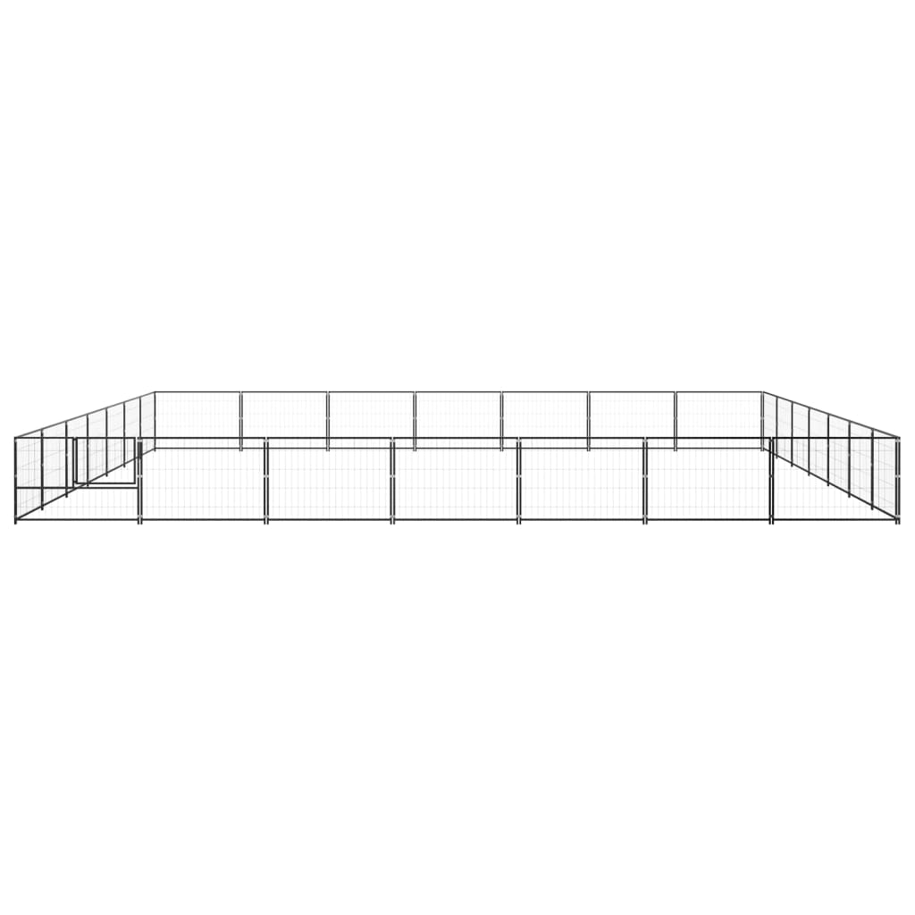 Chenil d'extérieur en acier noir pour chien - Panneaux à mailles - 700 x 700 x 70 cm - 49 m²