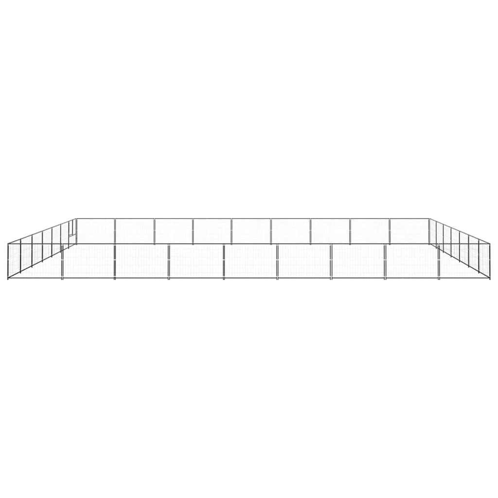 vidaXL Hondenkennel 63 m² staal zwart afbeelding
