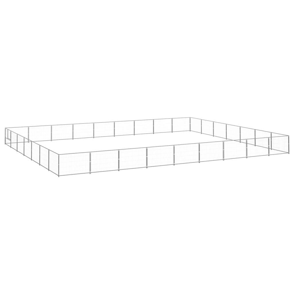 vidaXL Psí kotec stříbrný 63 m² ocel