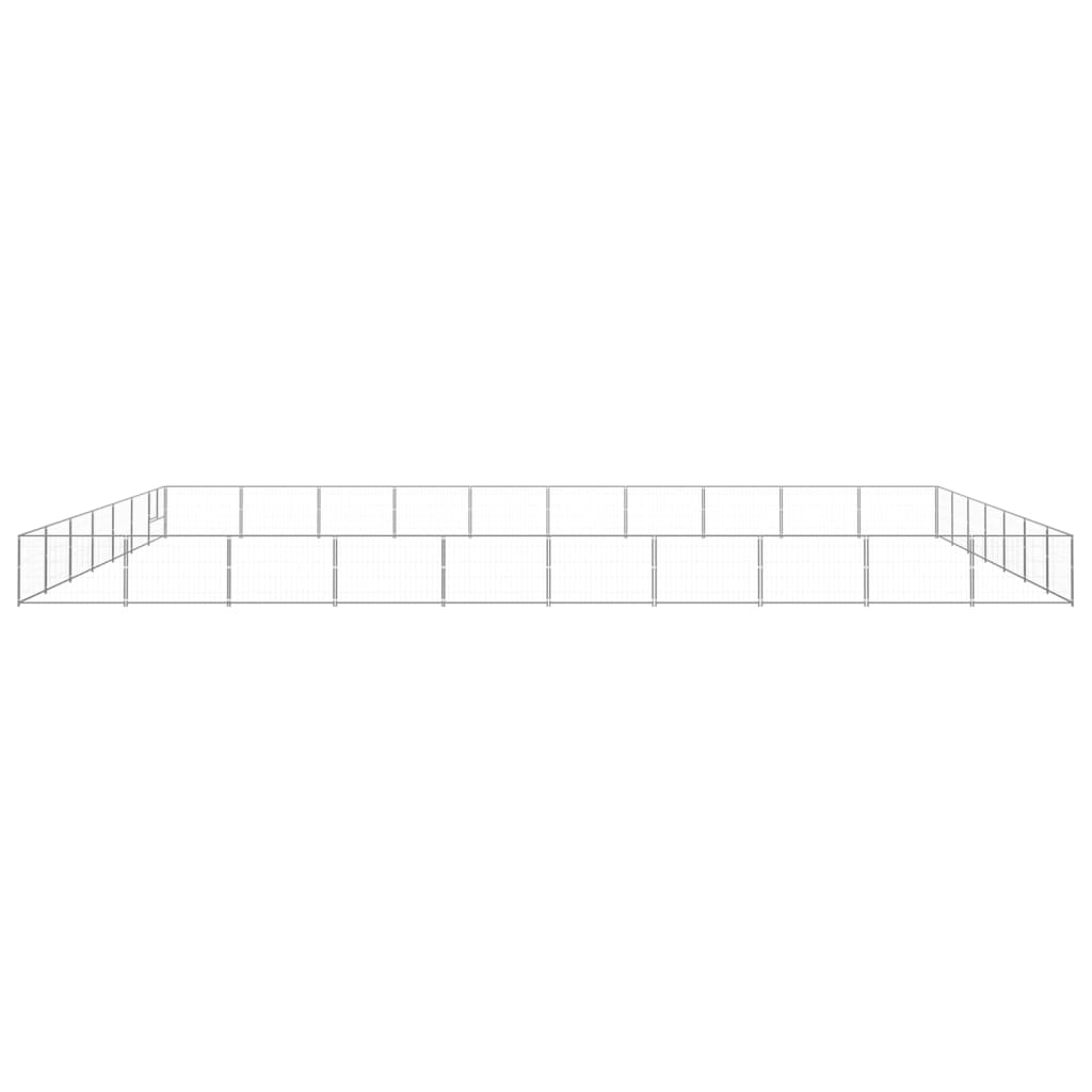vidaXL Hondenkennel 70 m² staal zilverkleurig afbeelding