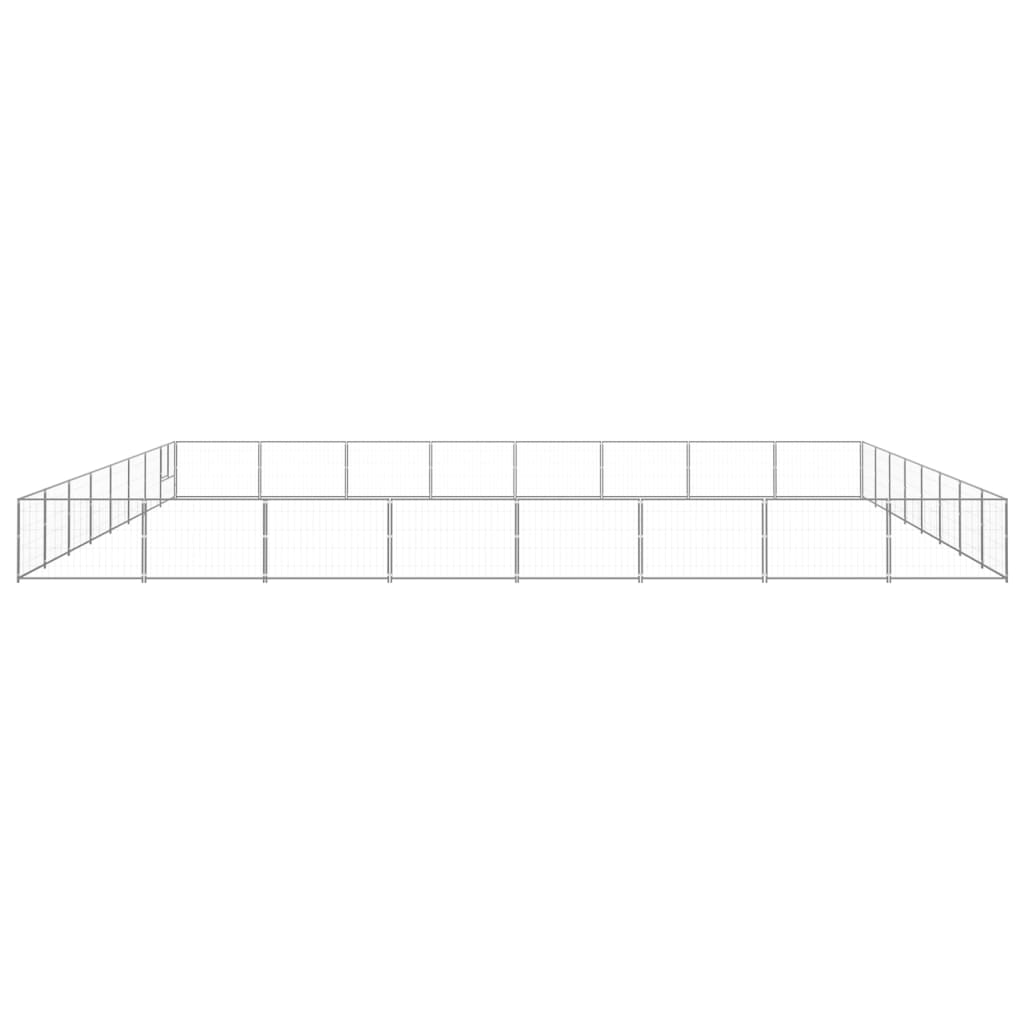 vidaXL Hondenkennel 64 m² staal zilverkleurig afbeelding
