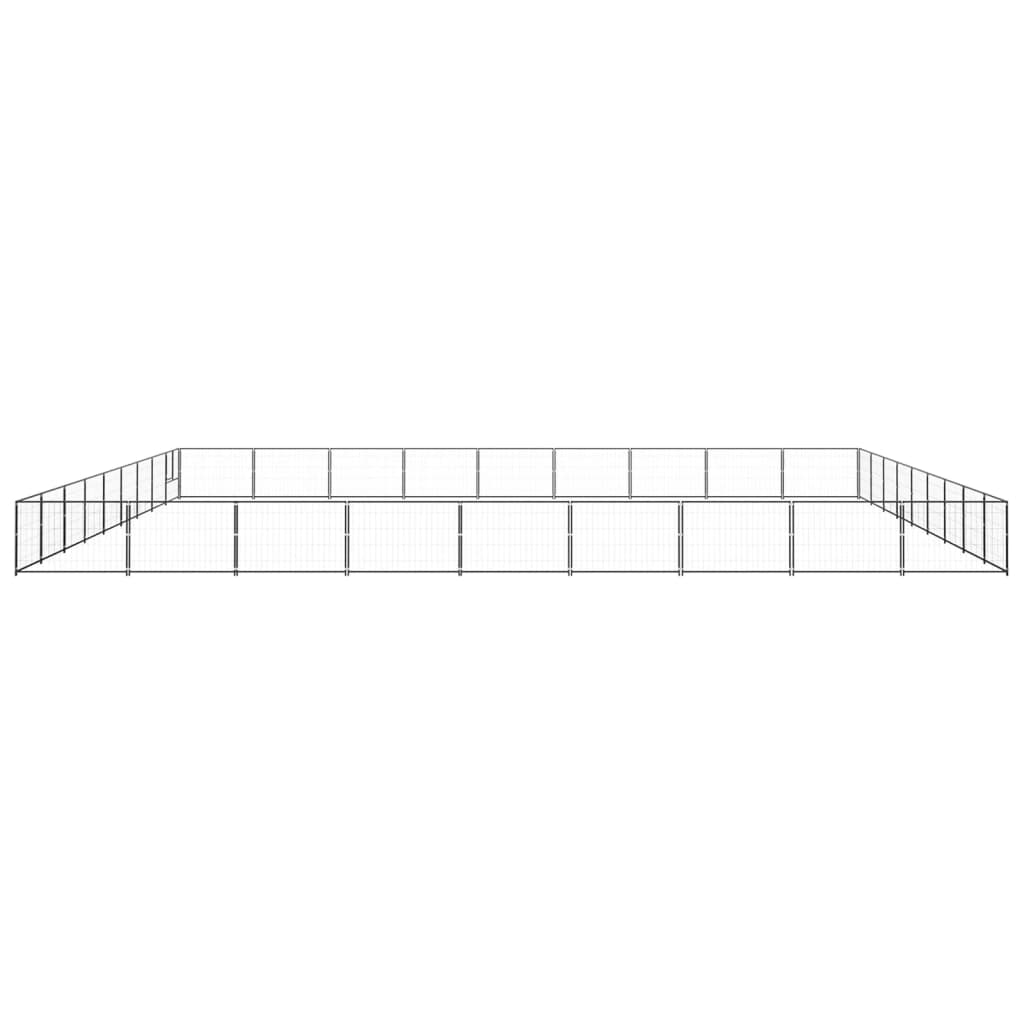 vidaXL Hondenkennel 81 m² staal zwart afbeelding