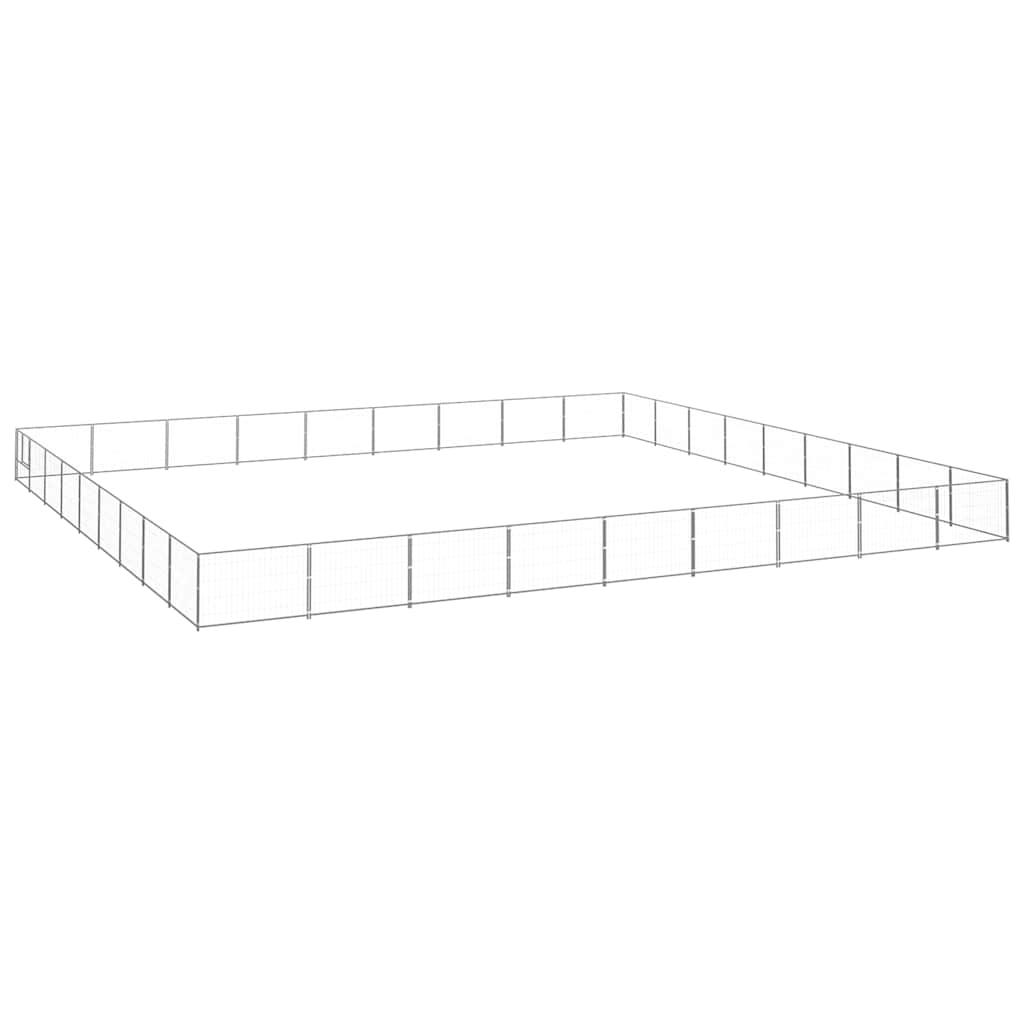 vidaXL Psí kotec stříbrný 81 m² ocel