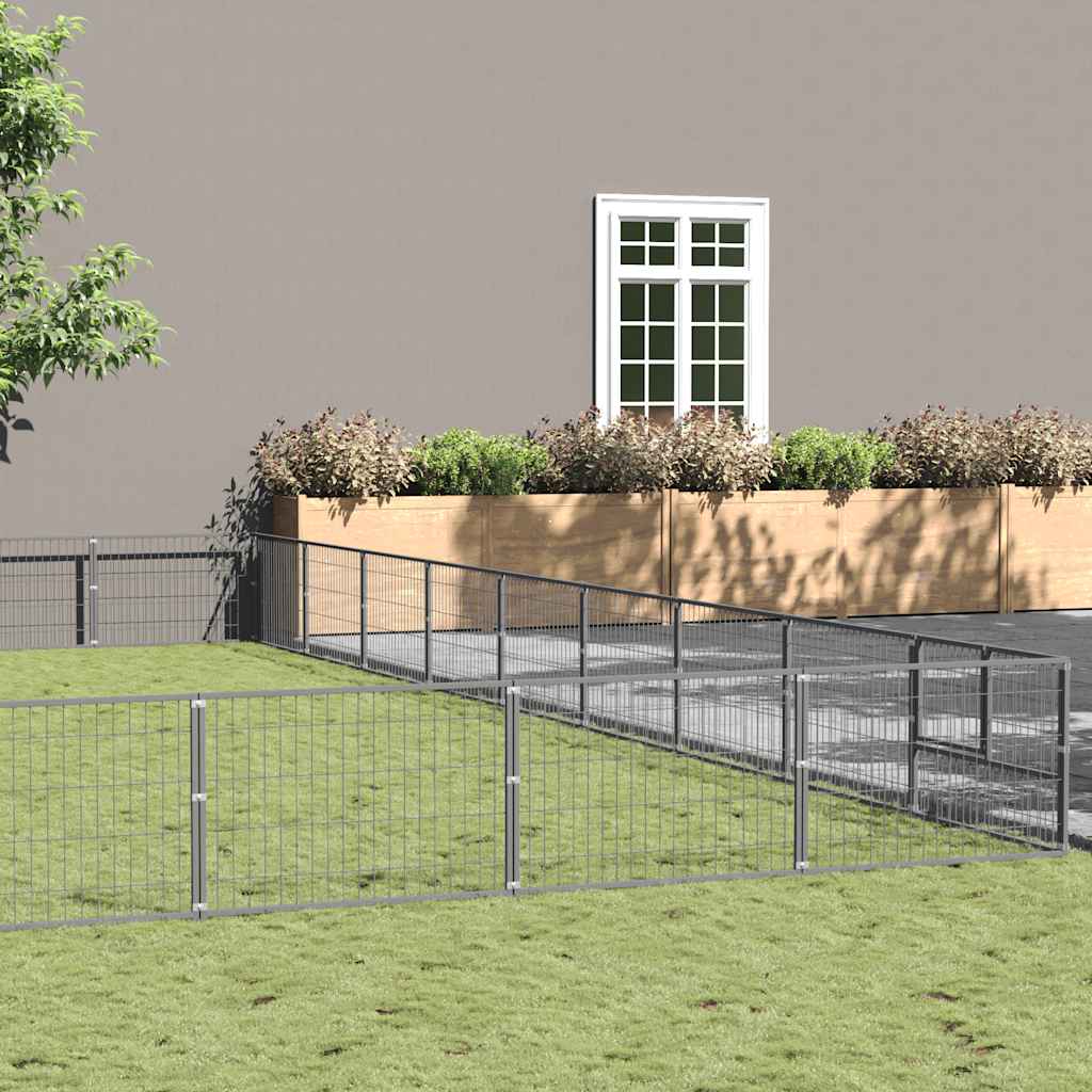 vidaXL Padoc pentru câini, argintiu, 81 m², oțel