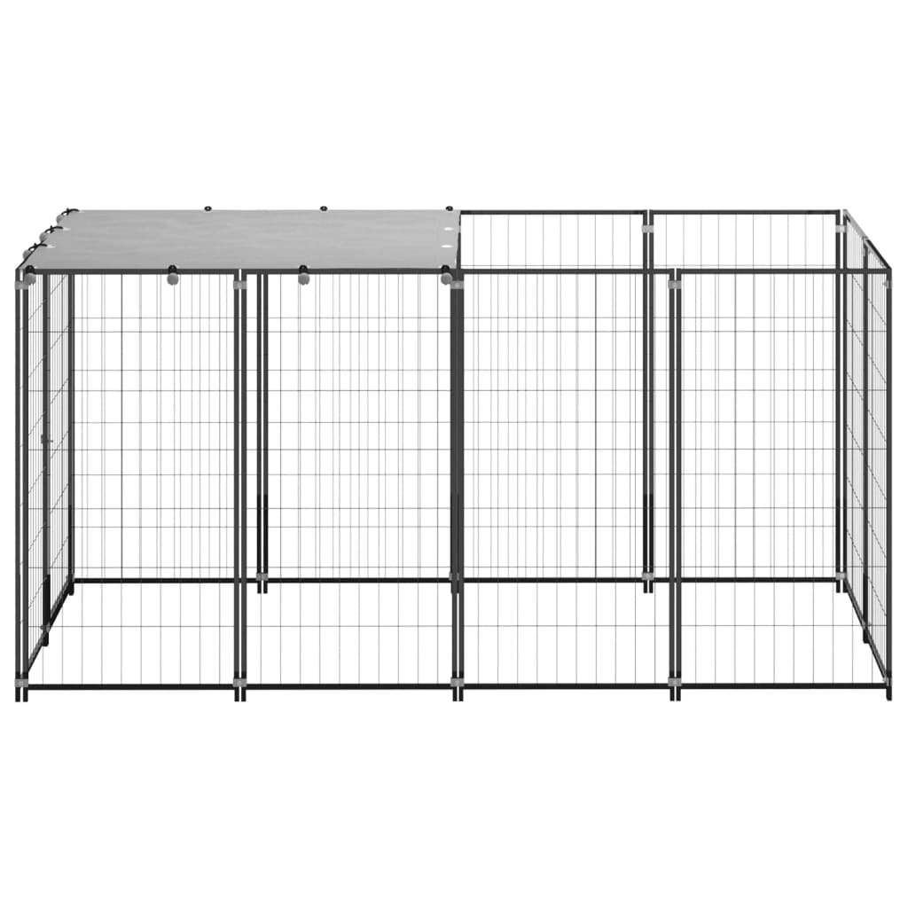 vidaXL Hondenkennel 2,42 m² staal zwart afbeelding