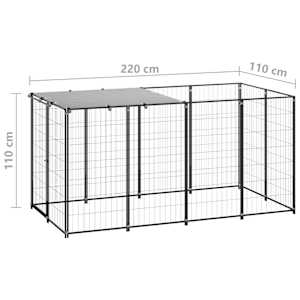 Psí kotec černý 2,42 m² ocel - obrázek 6