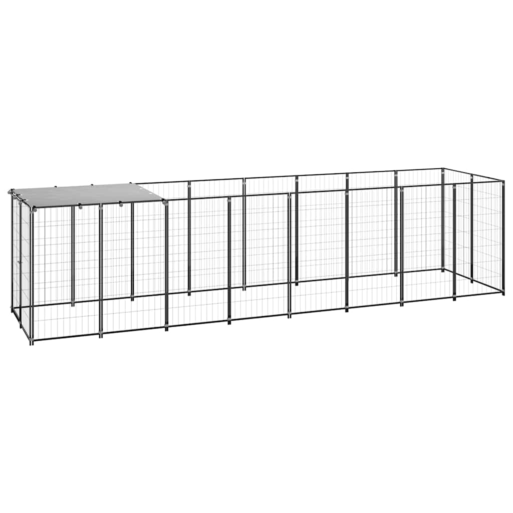 vidaXL Psí kotec černý 4,84 m² ocel