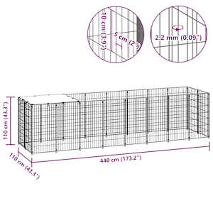 Psí kotec černý 4,84 m² ocel - obrázek 8