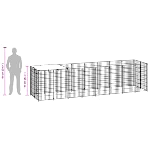 Psí kotec černý 4,84 m² ocel - obrázek 9