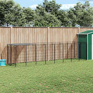 Psí kotec černý 4,84 m² ocel - obrázek 1