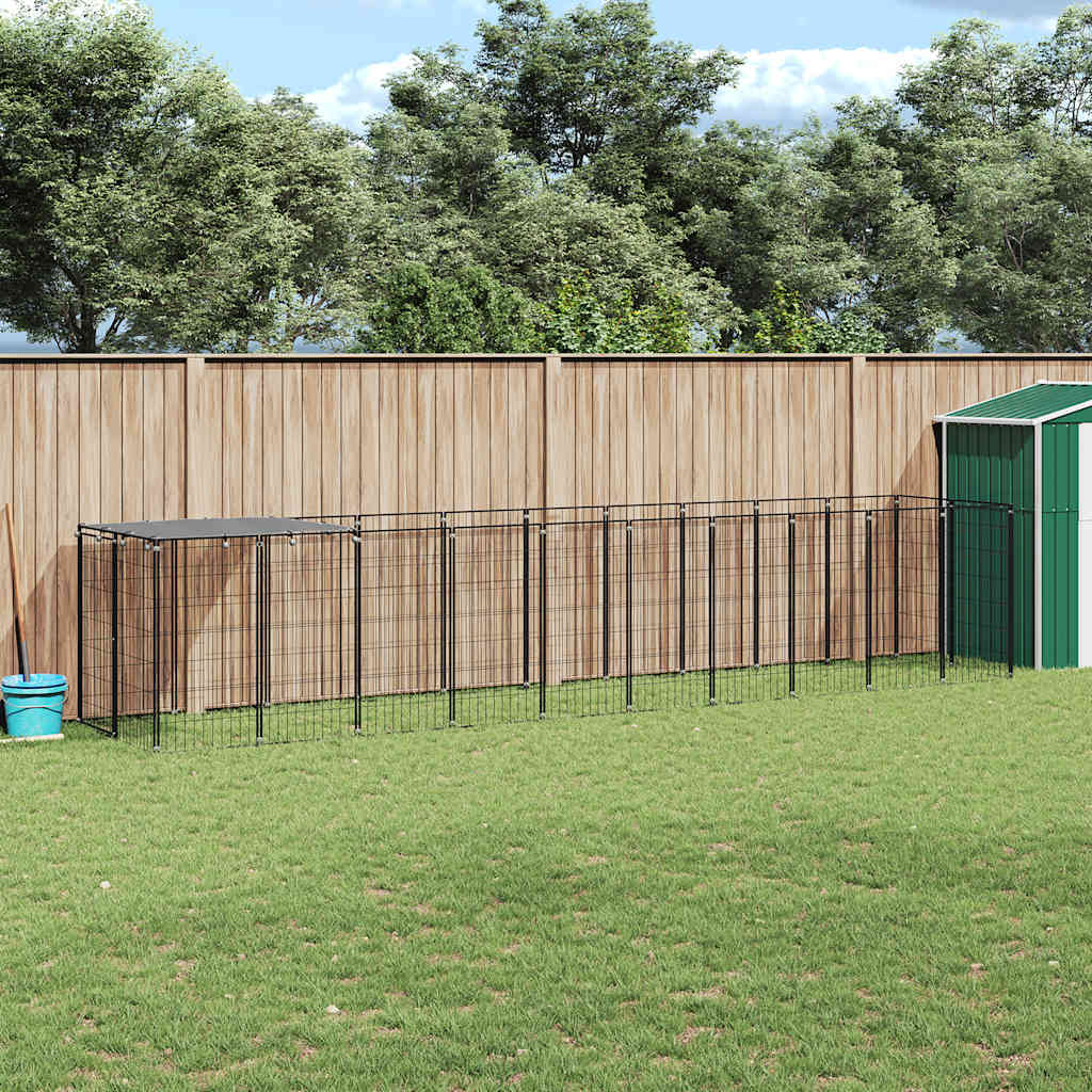vidaXL Padoc pentru câini, negru, 6,05 m², oțel