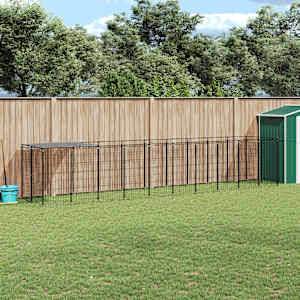 Psí kotec černý 6,05 m² ocel - obrázek 1