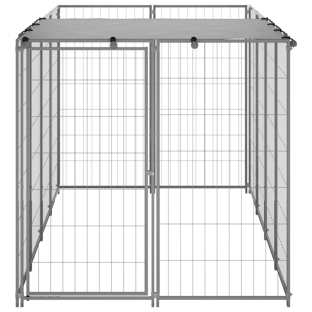 Chenil d'extérieur en acier galvanisé pour chien - Panneaux à mailles - 220 x 110 x 110 cm - 2 m²