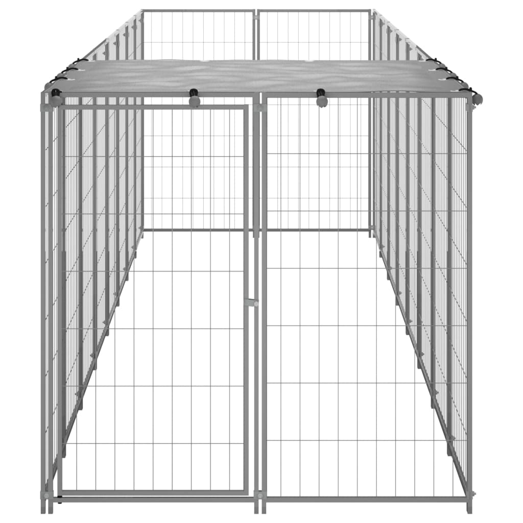 Chenil d'extérieur en acier galvanisé pour chien - Panneaux à mailles - 440 x 110 x 110 cm - 5 m²